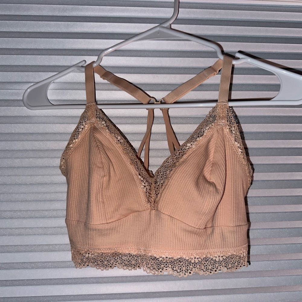 Colsie Lace Trimmed Tan Bralette